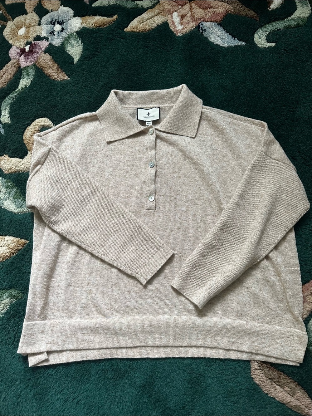 Tuckernuck Heathered Beige Polo Cardigan